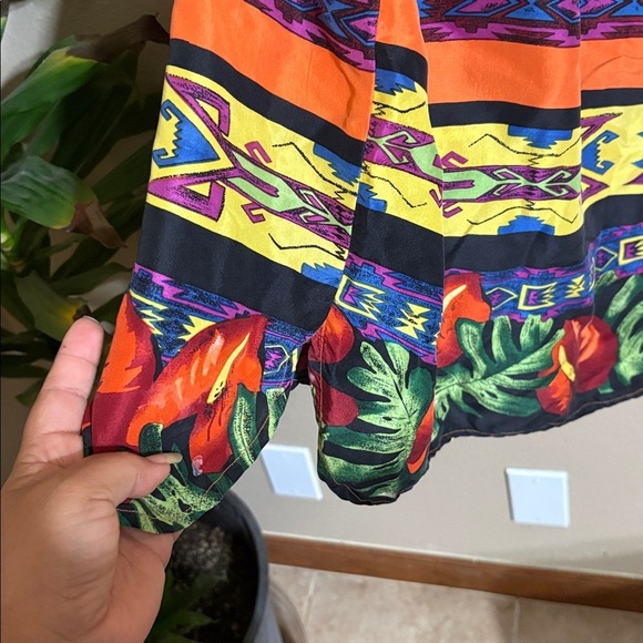 Silk Vibrant Multicolor Button-Up Shirt - Picture 8 of 9